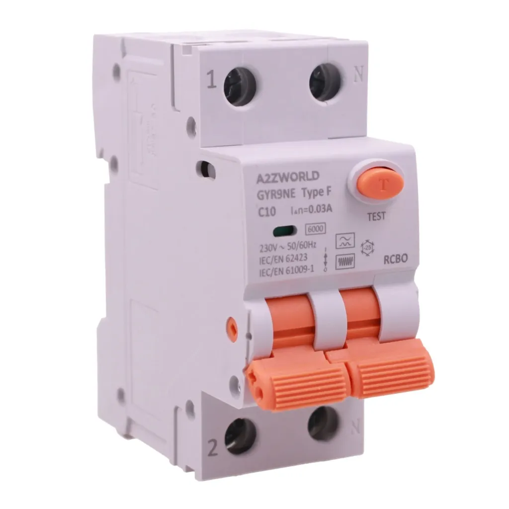 RCBO Interruttore Magnetotermico Differenziale Tipo F Curva C 1P+N 2M 6000A 30mA AC 230V IP20 Corrente Disponibili 6A 10A 16A 20A 25A 32A 40A 50A 63A