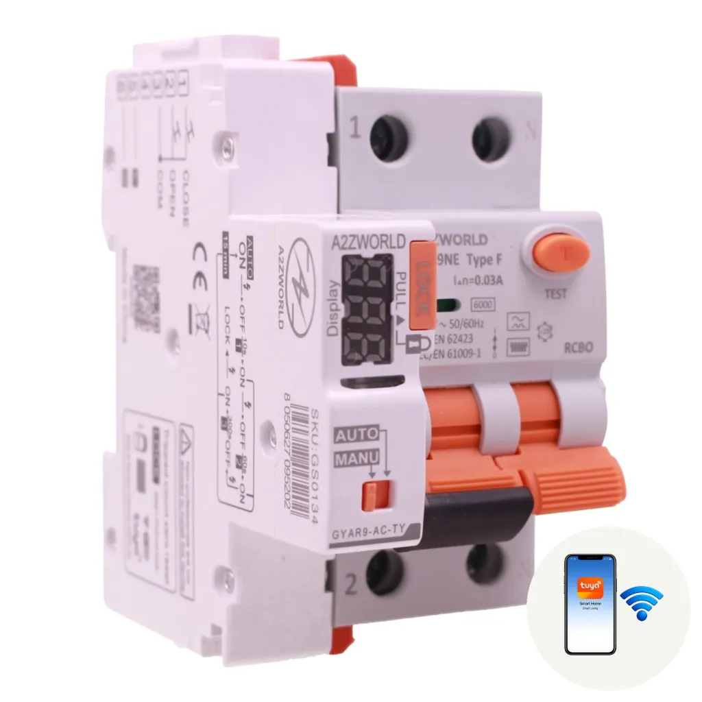 RCBO Interruttore Magnetotermico Differenziale Tipo F WIFI Con Riarmo Automatico, Curva C 1P+N 3M 6000A 30mA AC 230V IP20 Corrente Disponibili 6A 10A 16A 20A 25A 32A 40A 50A 63A