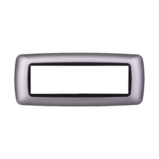 [BLN88706] ETTROIT Placca Plastica Bombata Serie Space 7P Colore Silver Compatibile Con Bticino Living Light