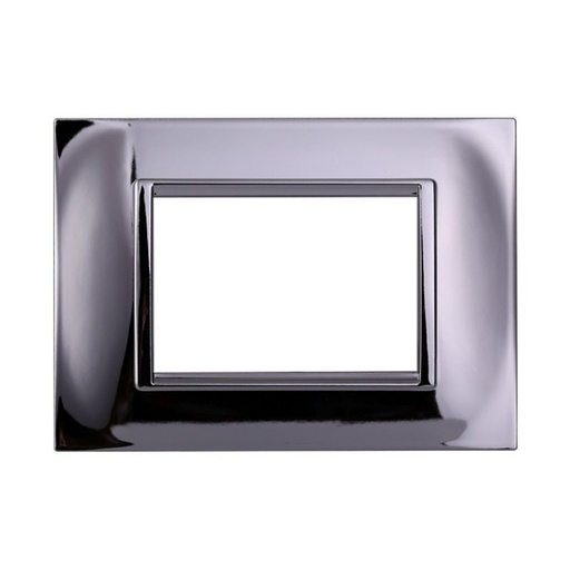 [BLN89313] Placca Plastica Quadrata Serie Space 3P Colore Cromato Lucido Compatibile Con Bticino Living Light