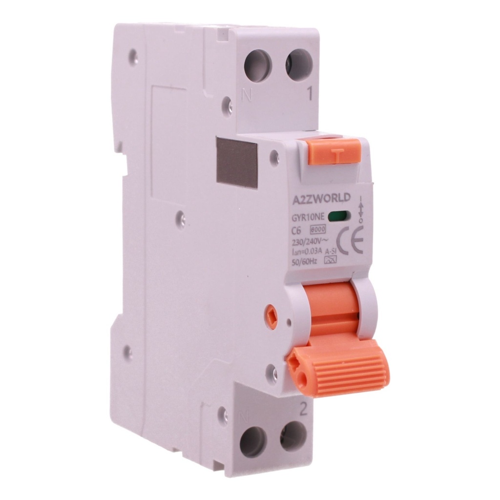 RCBO Interruttore Magnetotermico Differenziale Tipo A-SI Super Immunizzato, Curva C 1P+N 1M 6000A 30mA AC 230V IP20, GYR10N, Disponibili 6A 10A 16A 20A 25A 32A 40A