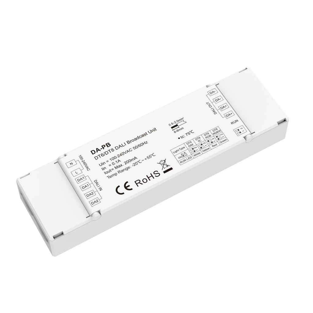 [DD7023] Unità Broadcast DALI DT6 DT8, Espansore Circuito Bus con Alimentatore Integrato Max 200mA, per DIM CCT RGB RGBW, AC220V
