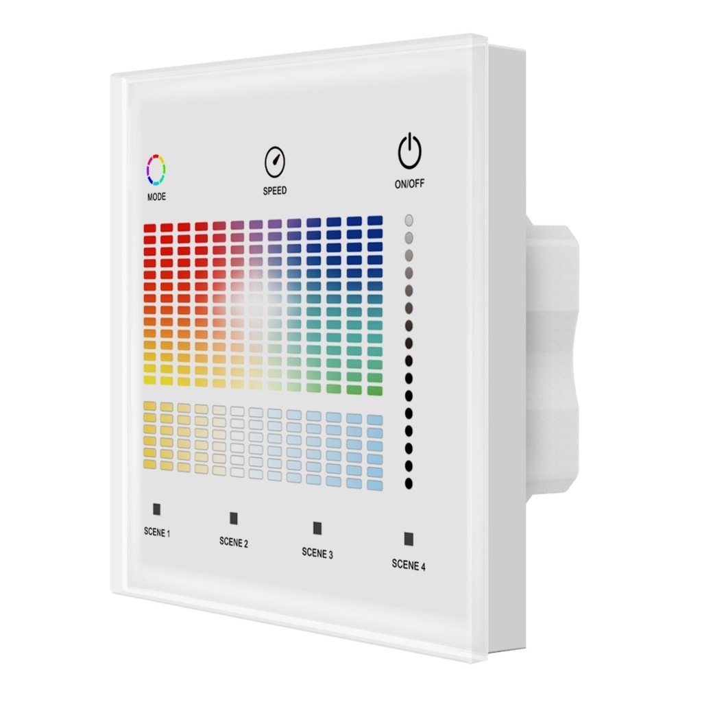[DD7161] Pannello Touch Master DALI 5 Canali, Alimentatore Bus Integrato, 16VDC Max 100mA, 1 Zona 4 Scene, Touch Slider, 5 In 1 Per DIM CCT RGB RGBW RGB+CCT, 86X86mm Per Scatola 502