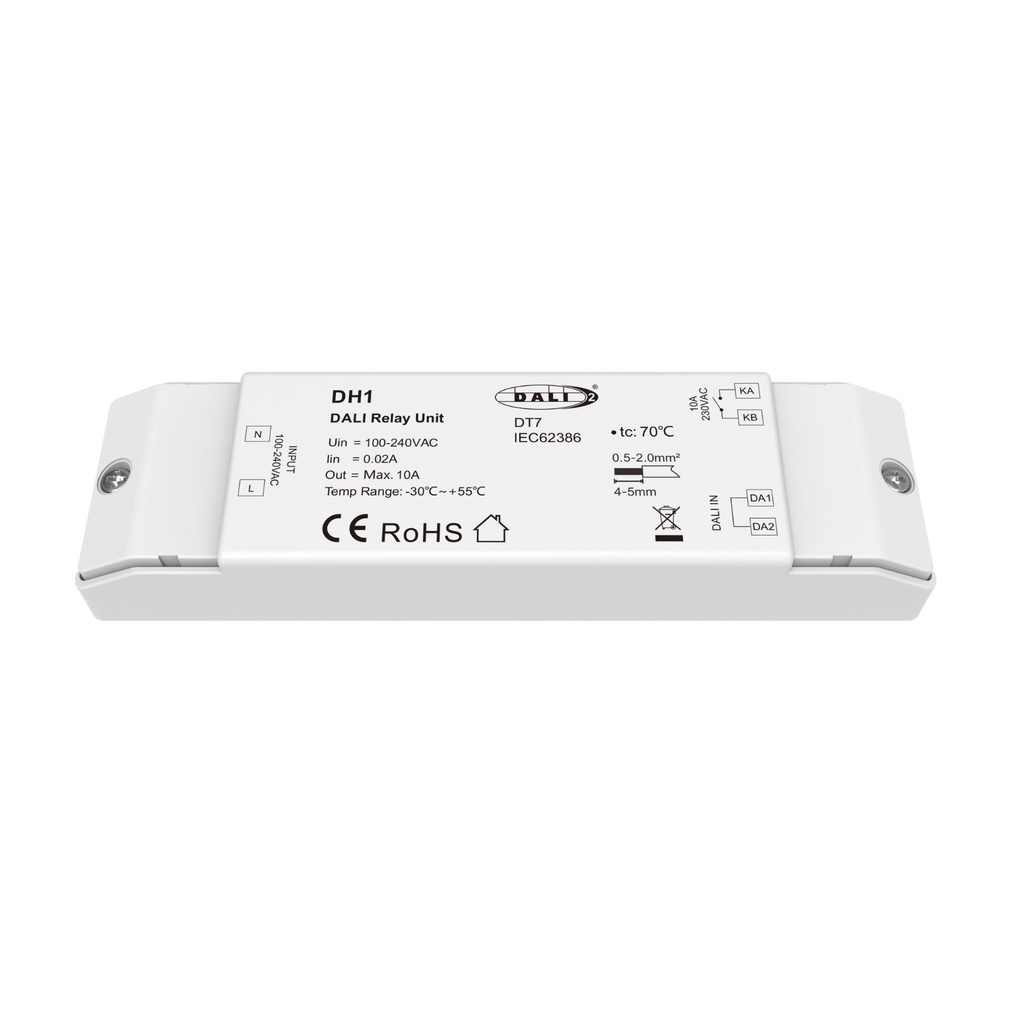 [DD7241] Interruttore DALI DT7, Relè 1 Canale con Contatto Pulito, Unità Relay per Luci e Carichi On Off 220V Max 10A, Zero Cross, DALI-2, Modulo Compatto