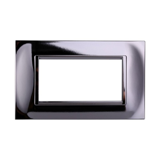[BLN89413] ETTROIT Placca Plastica Quadrata Serie Space 4P Colore Cromato Lucido Compatibile Con Bticino Living Light