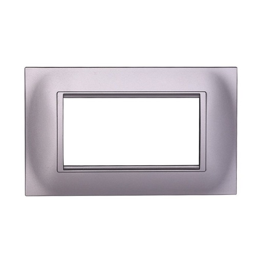 [BLN89406] ETTROIT Placca Plastica Quadrata Serie Space 4P Colore Silver Compatibile Con Bticino Living Light