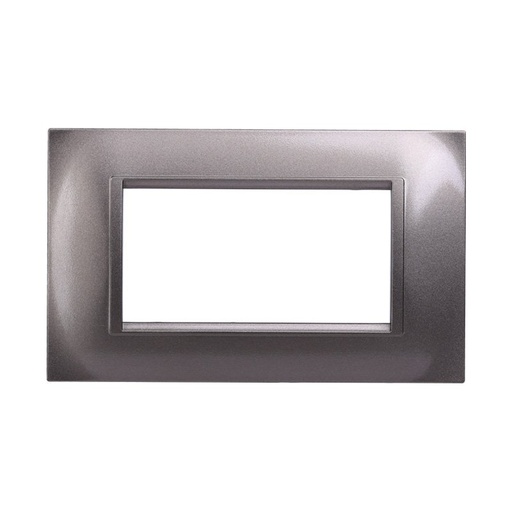 [BLN89408] ETTROIT Placca Plastica Quadrata Serie Space 4P Colore Titanio Compatibile Con Bticino Living Light