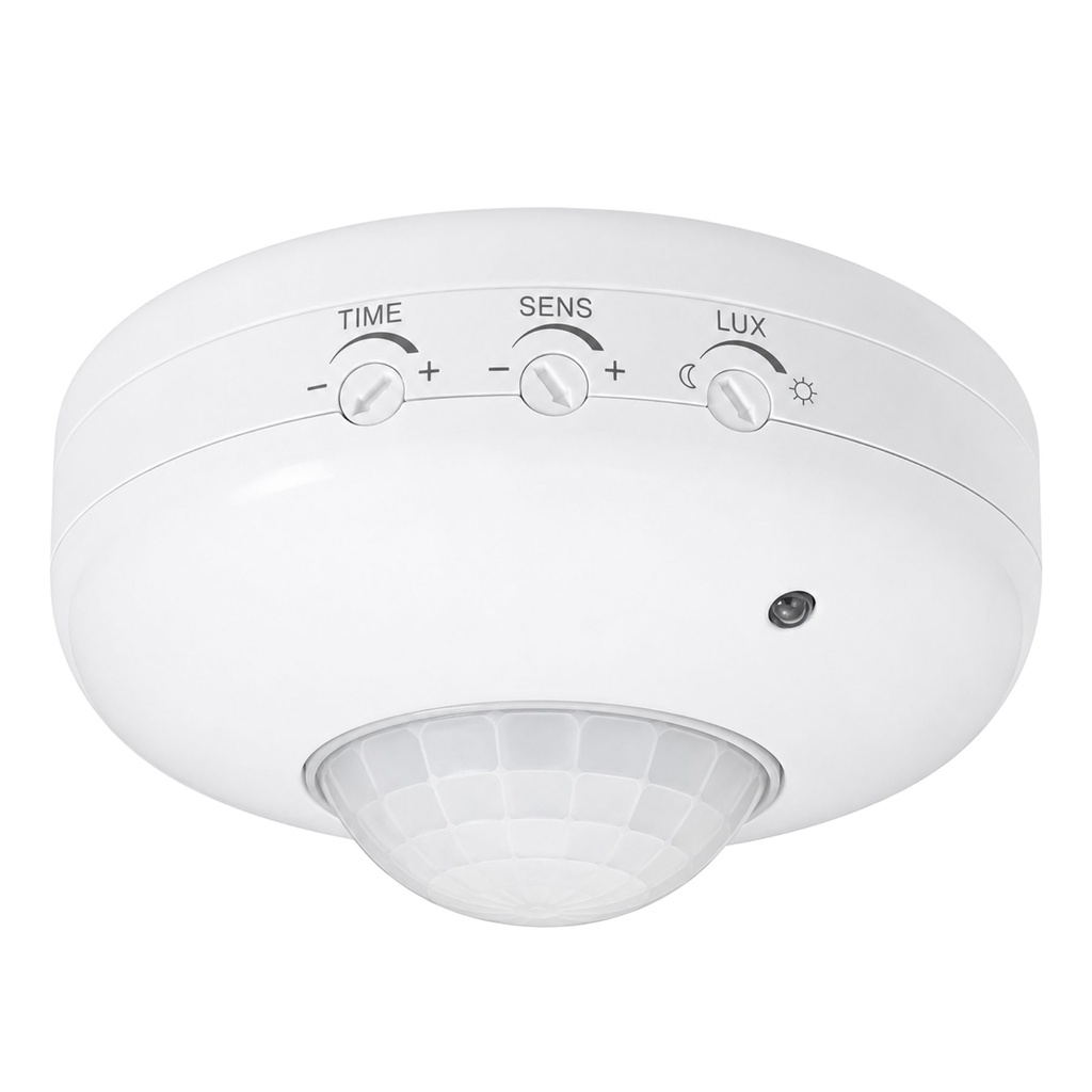[AP027053] Sensore di Movimento PIR A Infrarossi 360° da Soffitto, IP20, Regolazione TIME SENS LUX