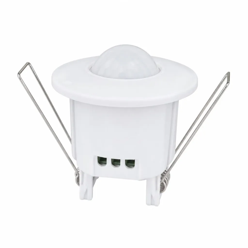 [AP158801] Sensore di Movimento PIR a Infrarossi da Incasso 360°, Rilevatore Presenza per Luci 220V, Foro 40-45 mm, D53X56mm, Timer 5 sec-5 min, Crepuscolare 3-2000 Lux, IP20, Max 800W
