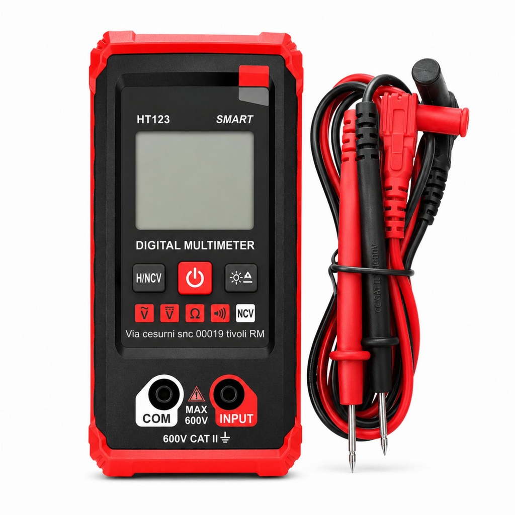 [AS067997] Multimetro Digitale Smart HT123, Tester NCV CAT II 600V con Display LCD, 2 Pile AAA Incluso