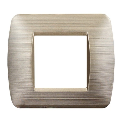 [BLN85211] ETTROIT Placca Plastica Serie Space 2P Colore Oro Satinato Compatibile Con Bticino Living Light