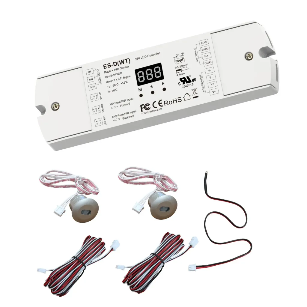[BLD3112] Controller Dimmer SPI Con Push Pulsante, Tuya WIFI, RF 2.4G, Sensore PIR, 5-24V 10A, 960 Pixel, Per Striscia Led Running