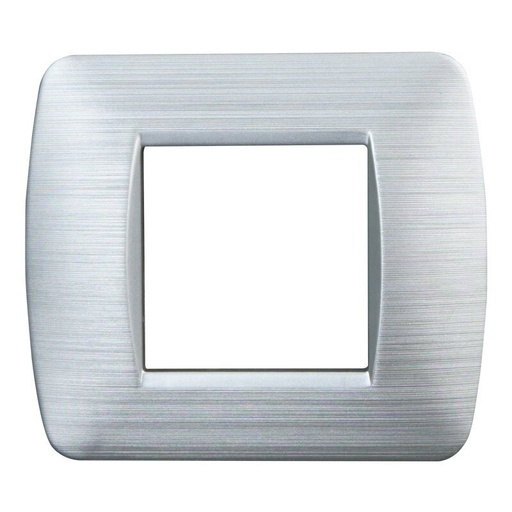 [BLN85215] ETTROIT Placca Plastica Serie Space 2P Colore Silver Satinato Compatibile Con Bticino Living Light