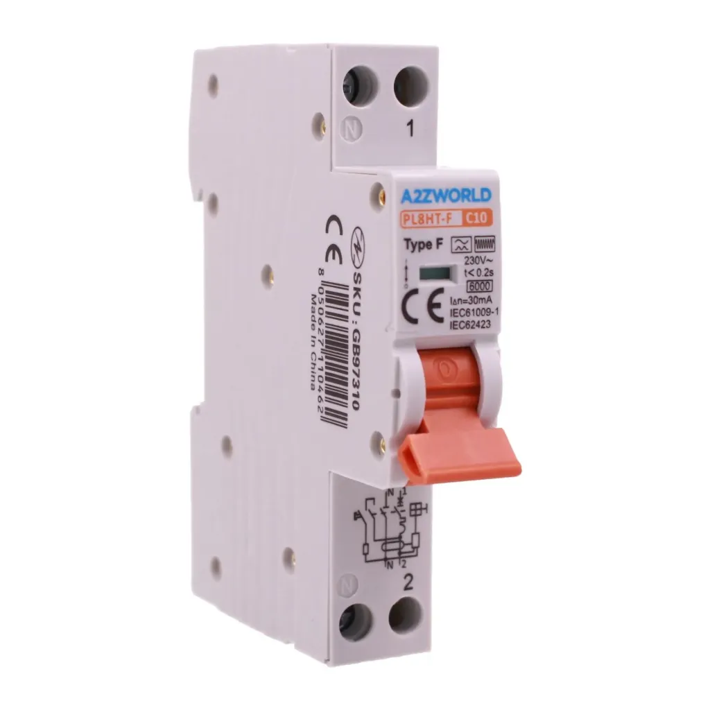 A2ZWORLD RCBO Interruttore Magnetotermico Differenziale Tipo F Slim 1 Modulo DIN, Curva C 1P+N 6000A 30mA AC 230V IP20 IEC61009-1, Corrente Disponibili 10A 16A 20A 25A 32A 40A