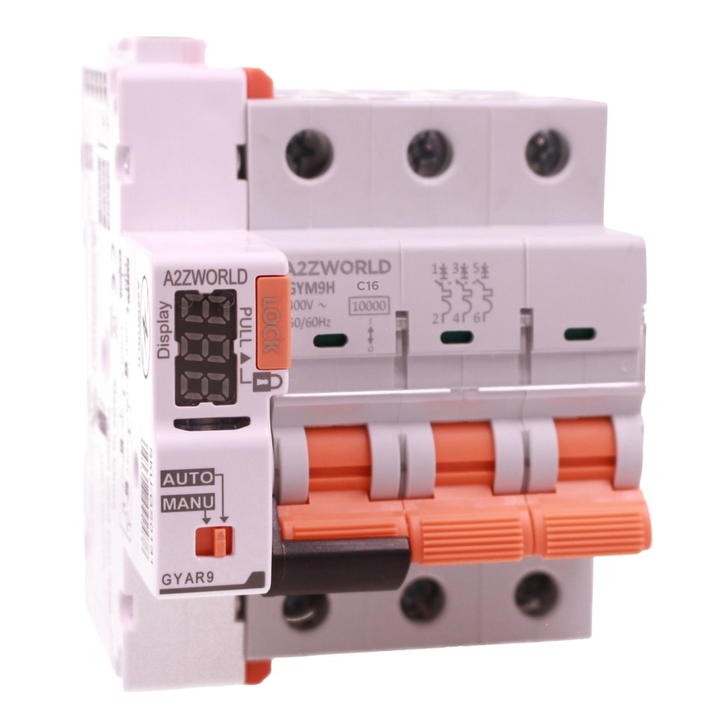 MCB Interruttore Magnetotermico Con Riarmo Automatico, Curva C 3P 4M 10kA AC 400V IP20 GYM9H, 3 Tentativi (10s/60s/300s)