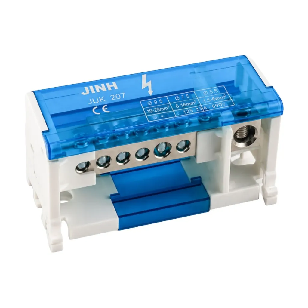 Morsettiera Ripartitore Bipolare, Box Di Connessione 2 Barre, 125A 690V, Scatola Di Distribuzione Per Quadro Elettrico, Ottone Nichelato, Coperchio Trasparente, PA Nylon UL94V0
