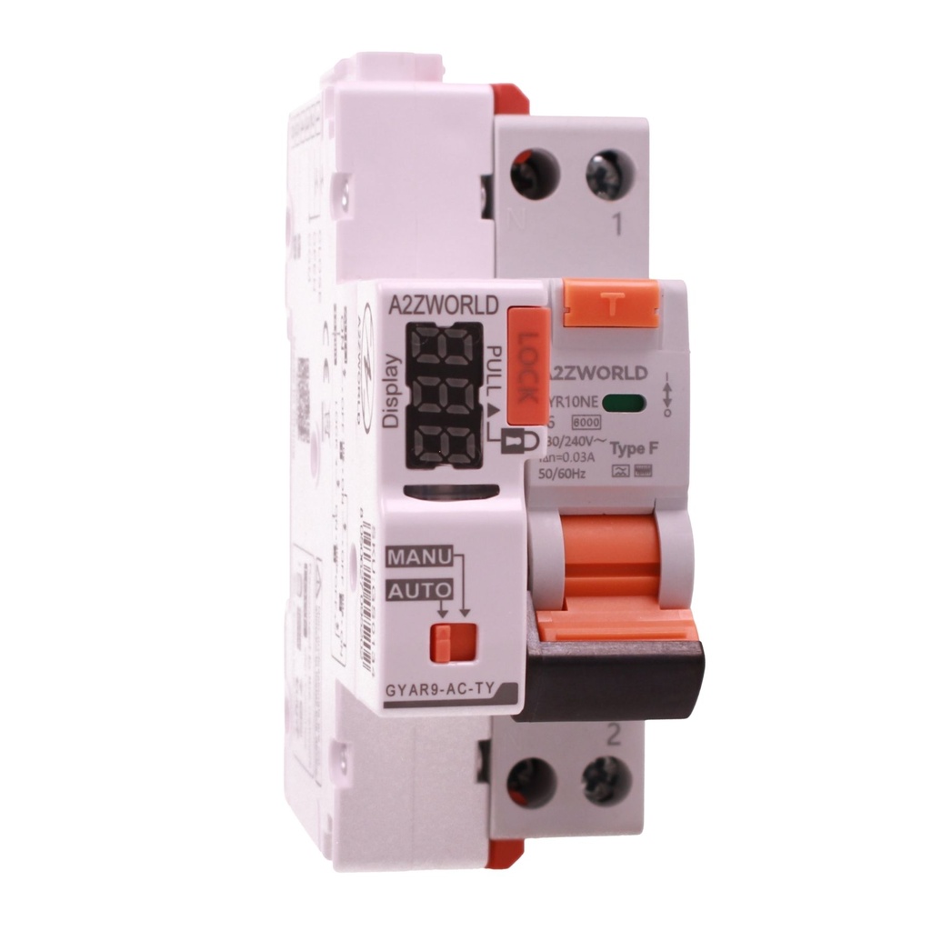 RCBO Interruttore Magnetotermico Differenziale Tipo F WIFI Con Riarmo Automatico, Curva C 1P+N 2M 6000A 30mA AC 230V IP20, Corrente Disponibili 6A 10A 16A 20A 25A 32A 40A
