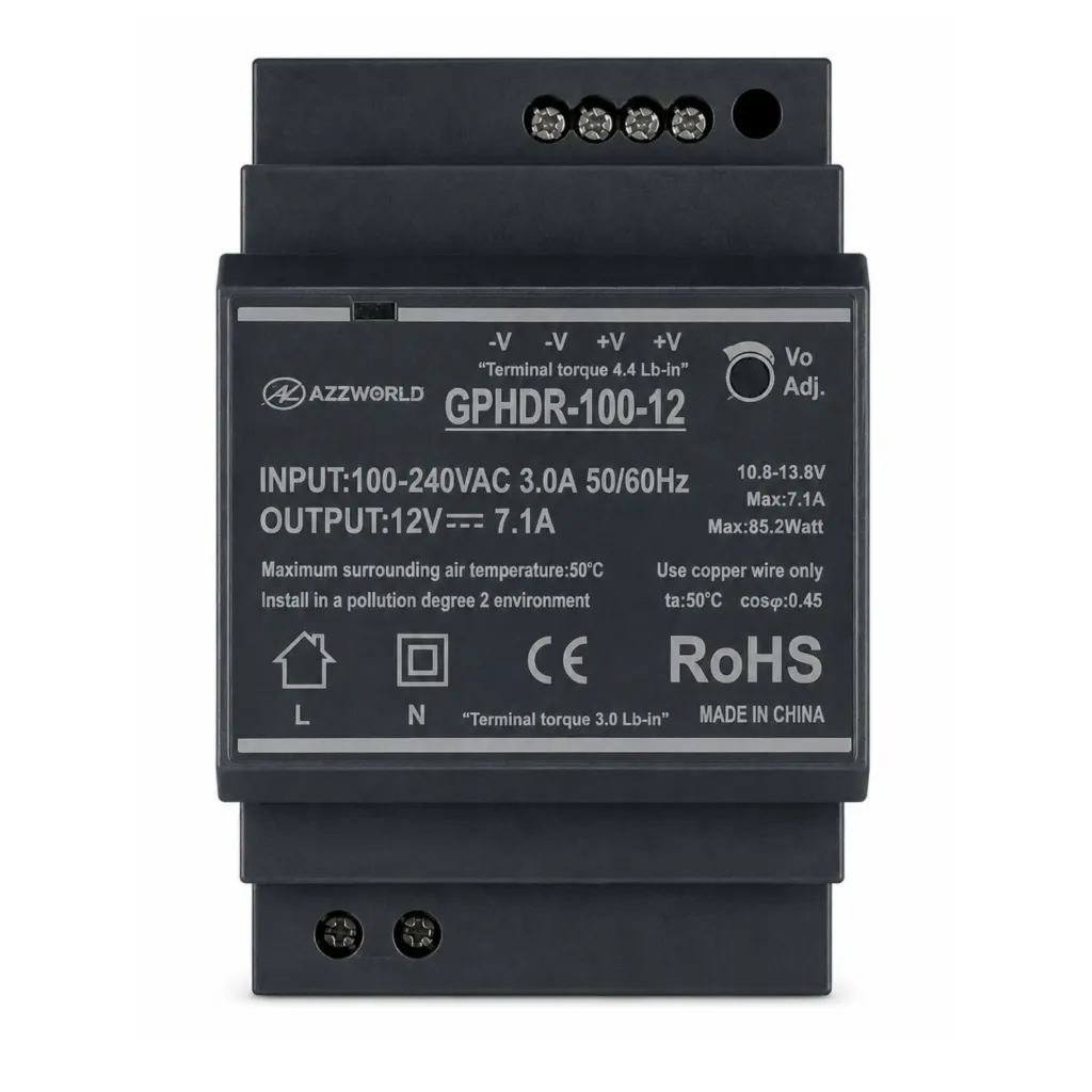 Alimentatore Trasformatore Da Guida Barra DIN 100W, 4 Moduli, Serie HDR-100, Disponibili DC 12V 24V