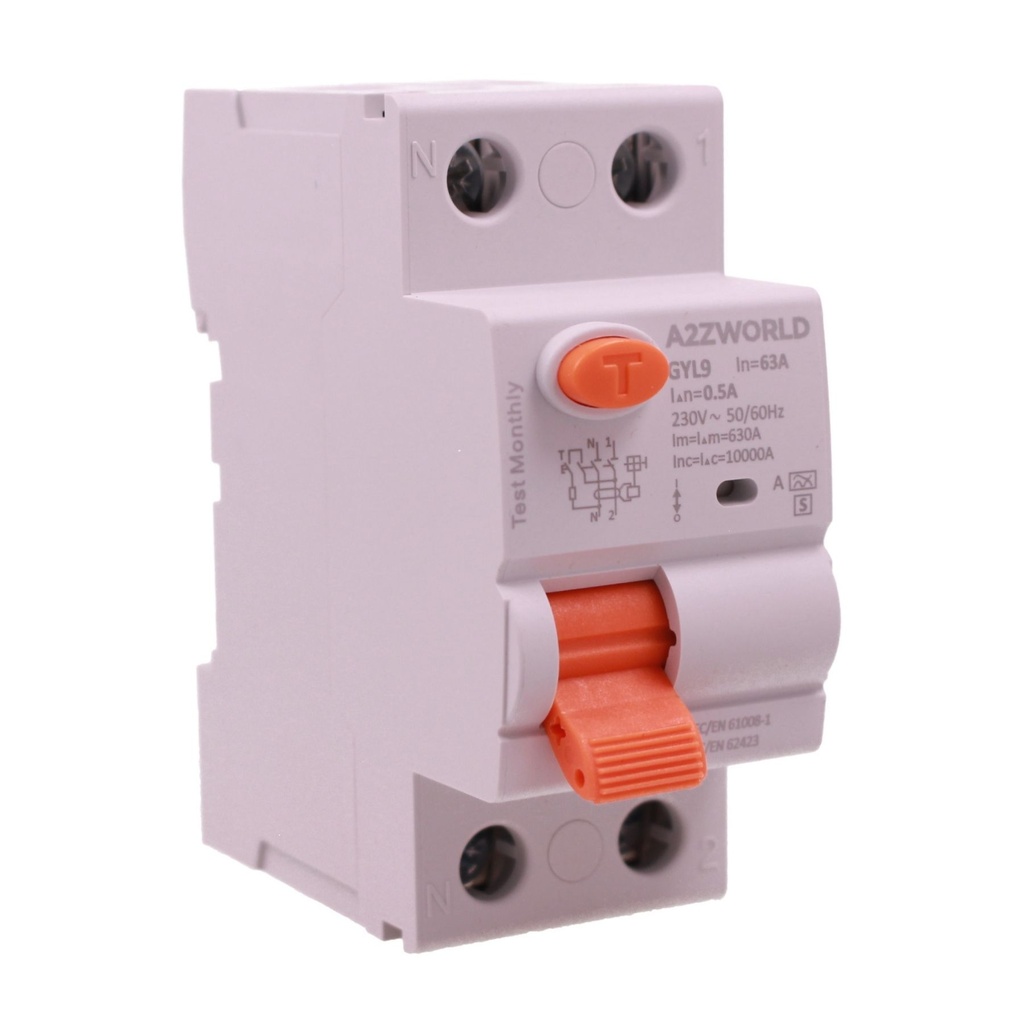 RCCB Interruttore Differenziale Selettivo Tipo S Classe A, 500mA/0.5A 1P+N 2M 10kA AC 230V IP20, GYL9