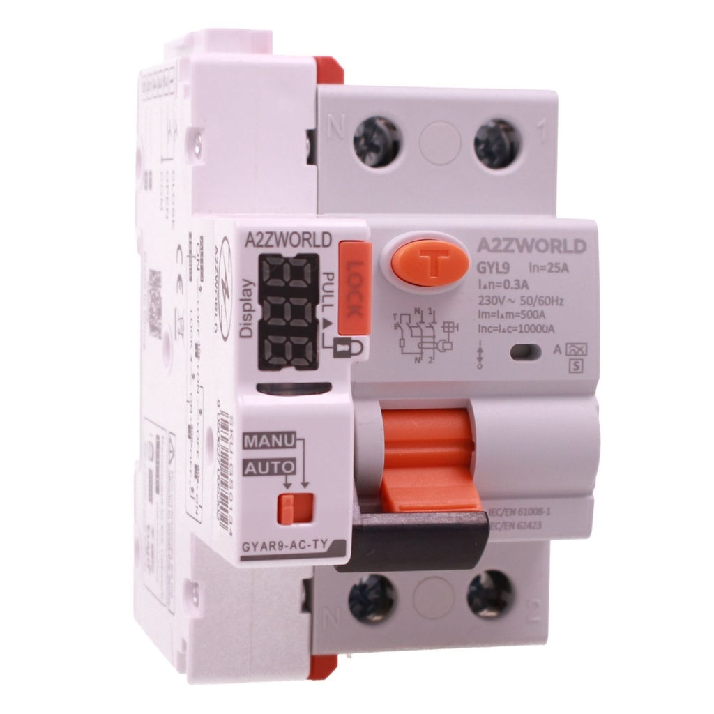 RCCB Interruttore Differenziale Selettivo Tipo S Classe A WIFI Riarmabile, 300mA/0.3A 1P+N 2M 10kA AC 230V IP20, GYL9