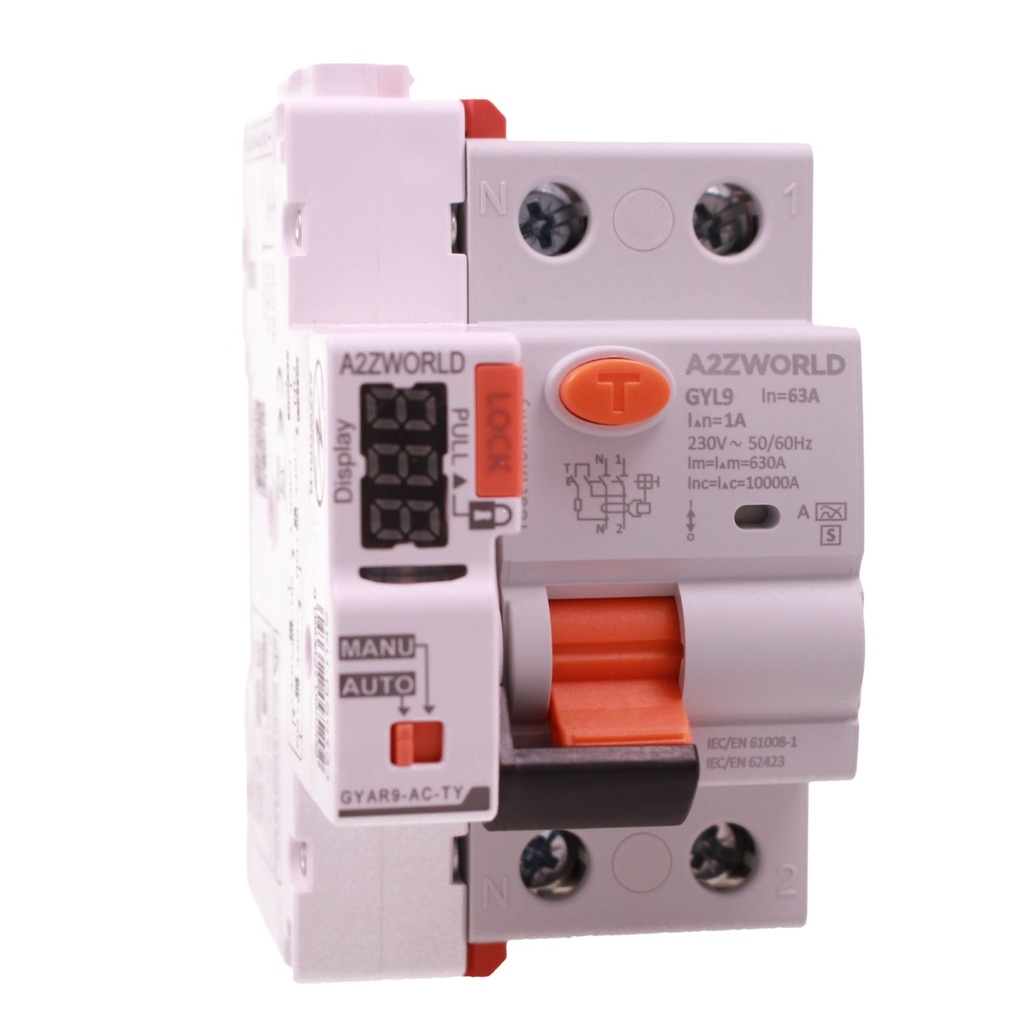 RCCB Interruttore Differenziale Selettivo Tipo S Classe A WIFI Riarmabile, 1000mA/1A 1P+N 2M 10kA AC 230V IP20, GYL9