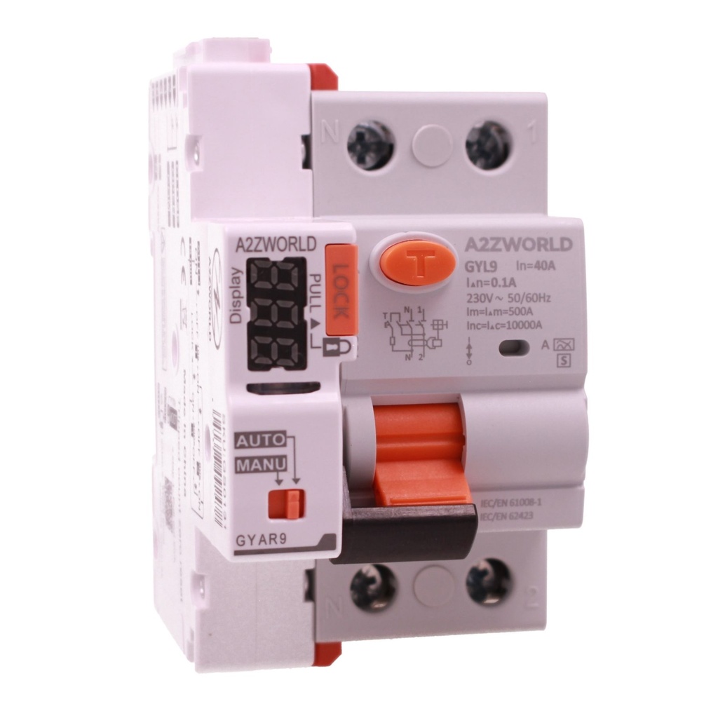 RCCB Interruttore Differenziale Selettivo Tipo S Classe A Con Riarmo Automatico, 100mA/0.1A 1P+N 2M 10kA AC 230V IP20, GYL9