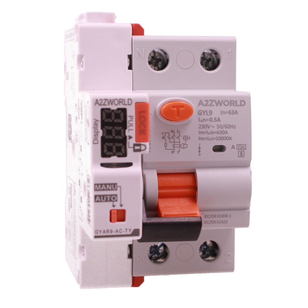 RCCB Interruttore Differenziale Selettivo Tipo S Classe A WIFI Riarmabile, 500mA/0.5A 1P+N 2M 10kA AC 230V IP20, GYL9