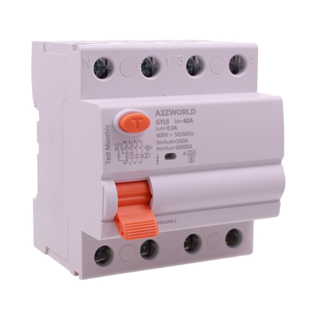 RCCB Interruttore Differenziale Selettivo Tipo A S 300mA/0.3A 3P+N 4M 10kA AC 400V IP20 Elettromeccanico IEC61008-1 GYL9
