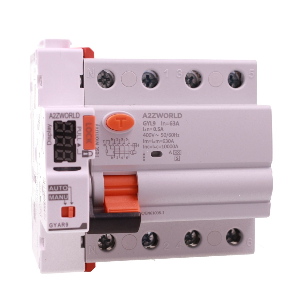 RCCB Interruttore Differenziale Selettivo Con Riarmo Automatico, Tipo A S 500mA/0.5A 3P+N 4M 10kA AC 400V IP20 Elettromeccanico IEC61008-1 GYL9, Corrente Disponibili 63A 100A