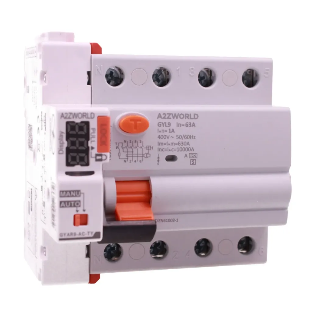 RCCB Interruttore Differenziale Selettivo WIFI Riarmabile, Tipo S Classe A 1000mA/1A 3P+N 4M 10kA AC 400V IP20 Elettromeccanico IEC61008-1 GYL9