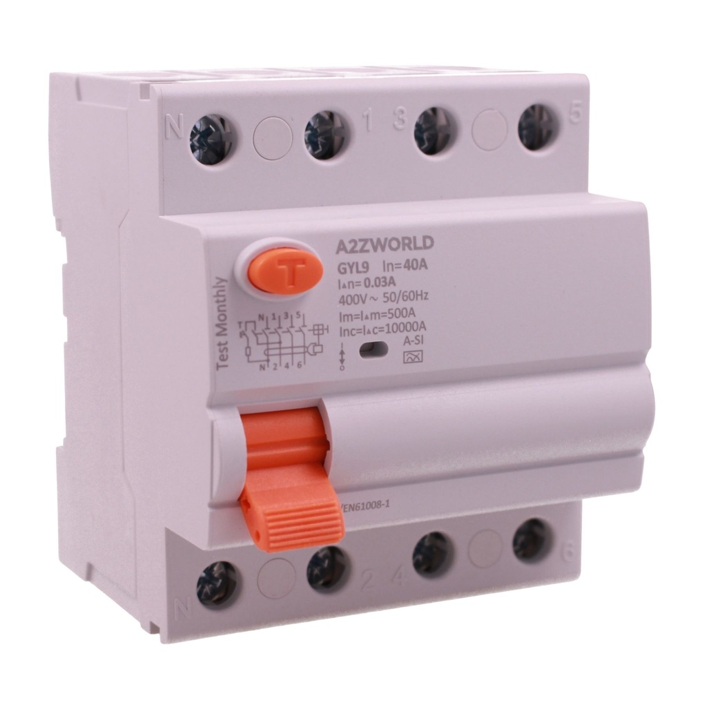 RCCB Interruttore Differenziale Puro Tipo A-SI Super Immunizzato, 3P+N 4M 10000A 30mA AC 400V IP20 GYL9 Elettromeccanico, Corrente Disponibili 40A 63A 100A
