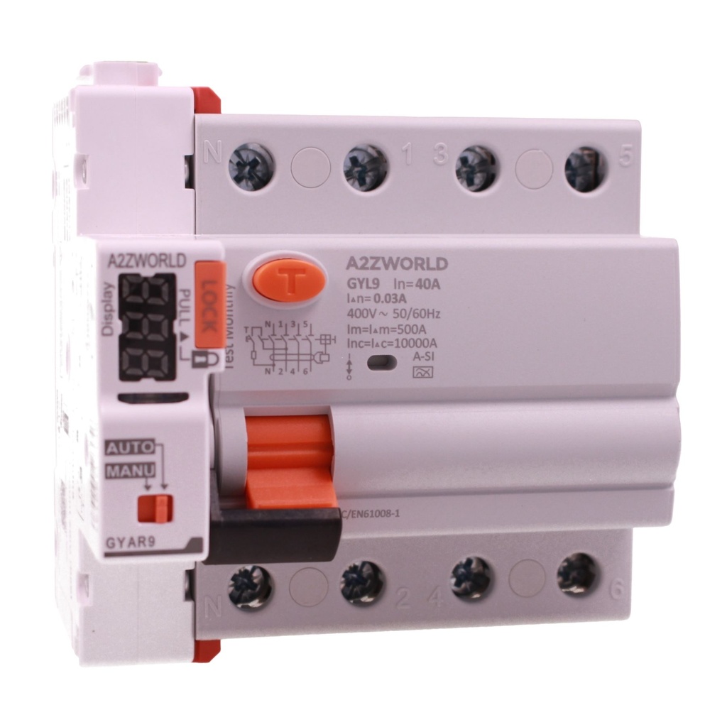 RCCB Interruttore Differenziale Puro Riarmo Automatico, Tipo A-SI Super Immunizzato, 3P+N 4M 10000A 30mA AC 400V IP20 GYL9 Elettromeccanico, Corrente Disponibili 40A 63A 100A