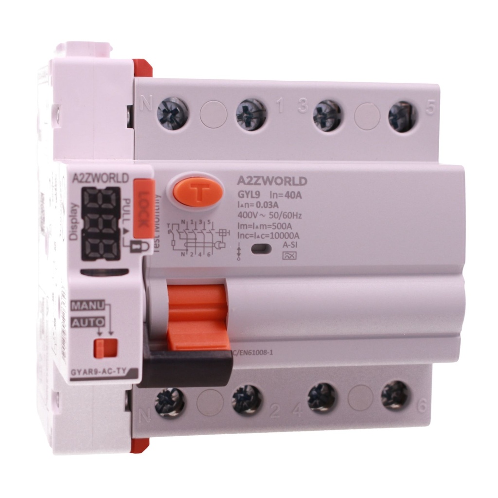 RCCB Interruttore Differenziale Puro WiFi Riarmabile, Tipo A-SI Super Immunizzato, 3P+N 4M 10000A 30mA AC 400V IP20 GYL9 Elettromeccanico, APP Tuya, Corrente Disponibili 40A 63A 100A
