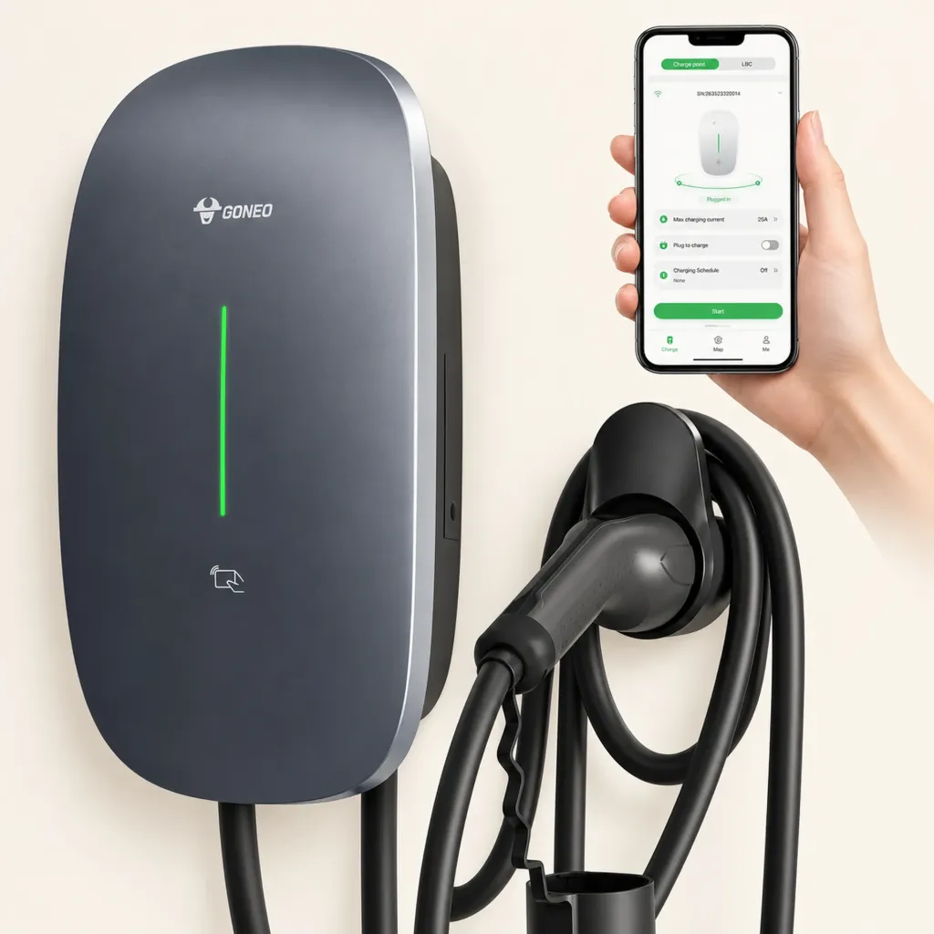 [GN-D3E-E3P16WE] GONEO Combi Plus Wallbox Auto Elettrica 11kW Trifase 16A, Cavo Tipo 2 da 7M, WIFI APP, RFID IK08 IP65, Bilanciamento Carico, Tipo A 30 mA + DC 6 mA