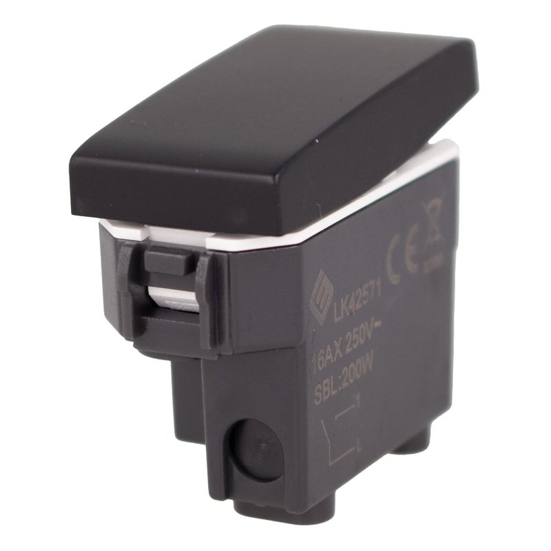 [LK42571B] Interruttore Unipolare 1P 16A Colore Nero Compatibile Con Bticino Living e Vimar Plana