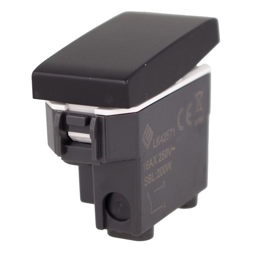 [LK42571B] Interruttore Unipolare 1P 16A Colore Nero Compatibile Con Bticino Living e Vimar Plana