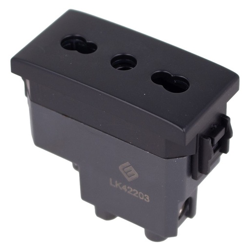 [LK42203B] Presa Bipasso Bivalente 2P+T 10/16A Colore Nero Compatibile Con Bticino Living e Vimar Plana