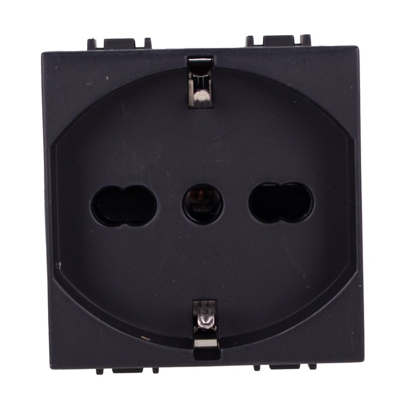[LK42207B] Presa Schuko 2P+T 16A Colore Nero Compatibile Con Bticino Living e Vimar Plana