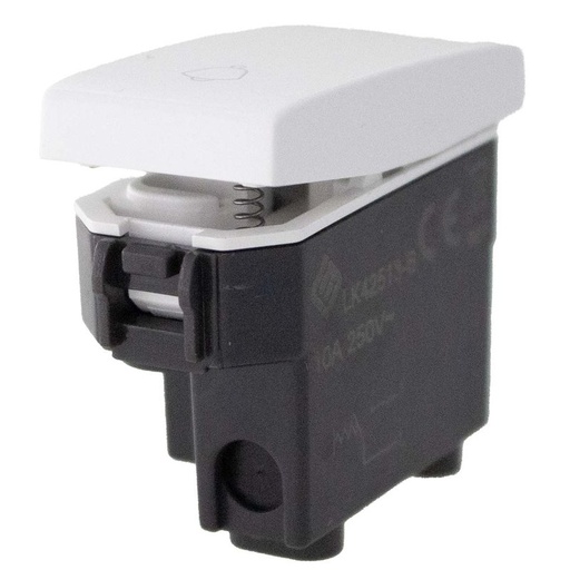 [LK42513B] Pulsante Con Simbolo Campanello 1P 10A Colore Bianco Compatibile Con Bticino Living e Vimar Plana