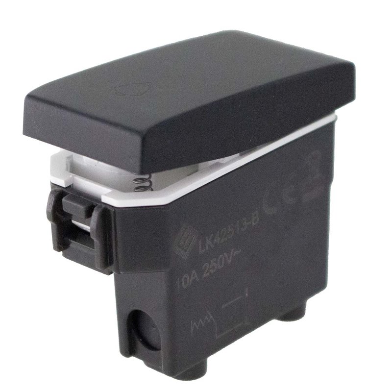 [LK42513BB] Pulsante Con Simbolo Campanello 1P 10A Colore Nero Compatibile Con Bticino Living e Vimar Plana