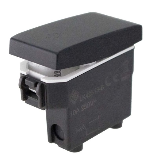 [LK42513BB] Pulsante Con Simbolo Campanello 1P 10A Colore Nero Compatibile Con Bticino Living e Vimar Plana