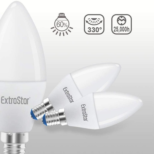 [LC14208C] 2 PZ Lampada A Led, Lampadina E14 C37 8W Bianco Caldo 3000K 720 Lumen