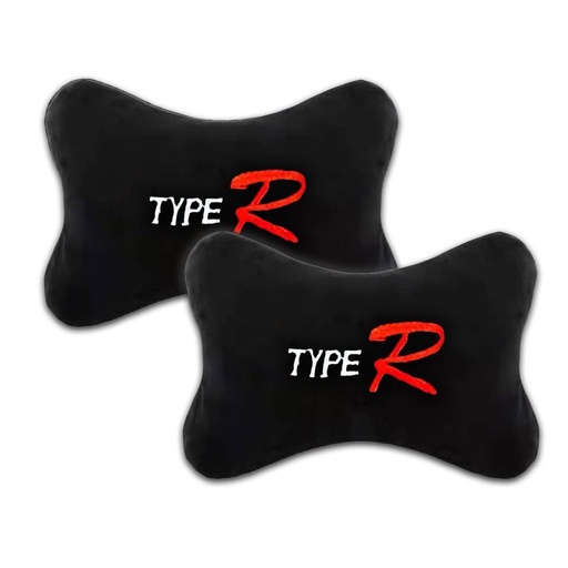 [PT201119] 2 Pezzi Cuscini Poggiatesta Auto Ergonomici e Traspiranti Colore Nero Scritta Type R