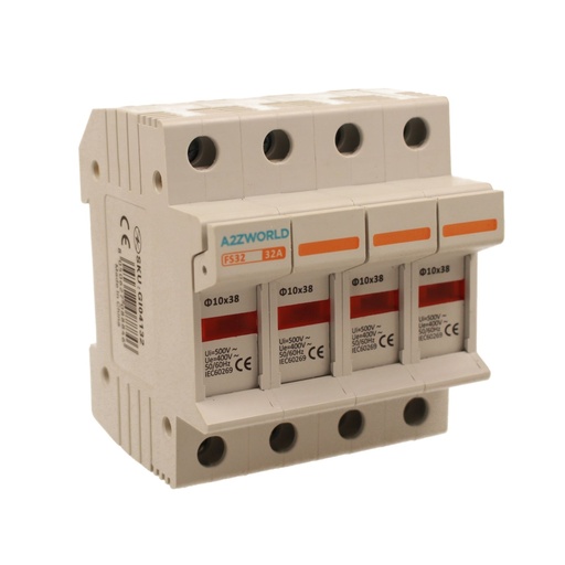 [GI04132] Portafusibile Modulare AC 4P 4M D10X38mm 32A AC 500V IP20 IEC60269 FS32