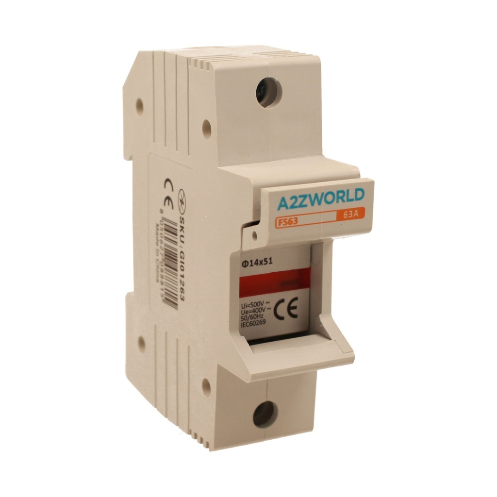 Portafusibile Modulare AC D14X51mm 63A AC 500V IP20 IEC60269 FS63, Disponibili 1P 1M, 2P 2M, 4P 4M