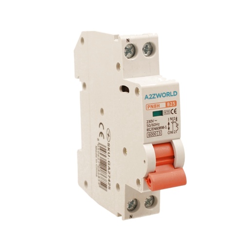 [GA27425] MCB Interruttore Magnetotermico Automatico Curva B 1P+N 1M 6000A B25A AC 230V IP20 PN8H