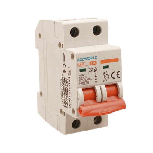 [GA22416] MCB Interruttore Magnetotermico Automatico Curva B 2P 2M 6000A B16A AC 400V IP20 SB6L