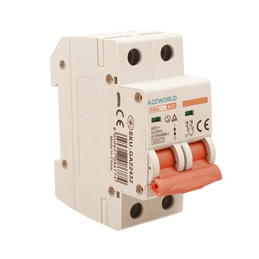 [GA22432] MCB Interruttore Magnetotermico Automatico Curva B 2P 2M 6000A B32A AC 400V IP20 SB6L