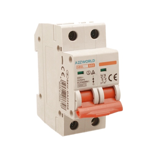 [GA22450] MCB Interruttore Magnetotermico Automatico Curva B 2P 2M 6000A B50A AC 400V IP20 SB6L