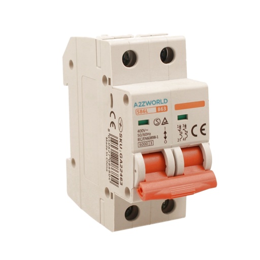 [GA22463] MCB Interruttore Magnetotermico Automatico Curva B 2P 2M 6000A B63A AC 400V IP20 SB6L